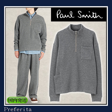 【Paul Smith】ハーフジップカットソー RED EAR グレー