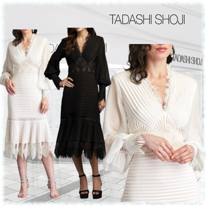 限定!! TADASHI SHOJI Vネック 美ライン ワンピース