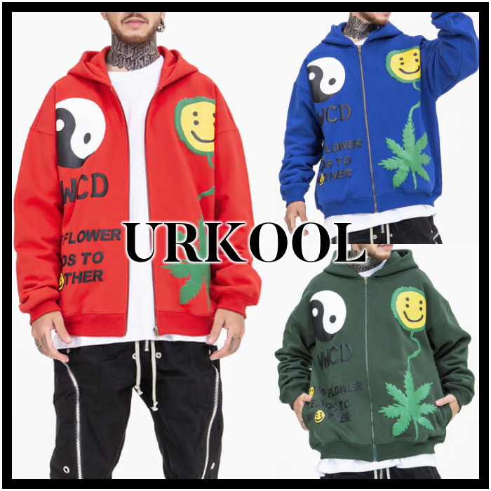 国内発送/送料無料☆URKOOL☆ジップ グラフィック 長袖 パーカー