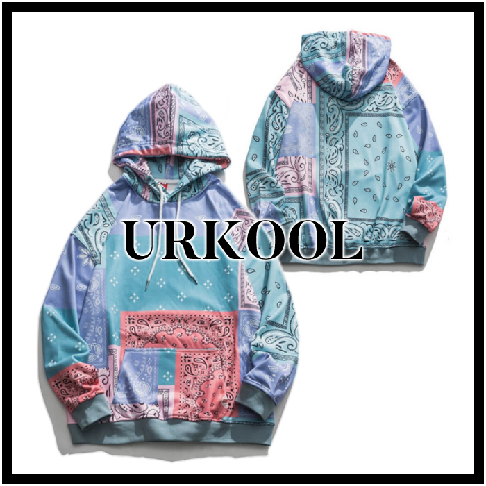 国内発送/送料無料☆URKOOL☆ルーズ バンダナ 長袖 パーカー☆