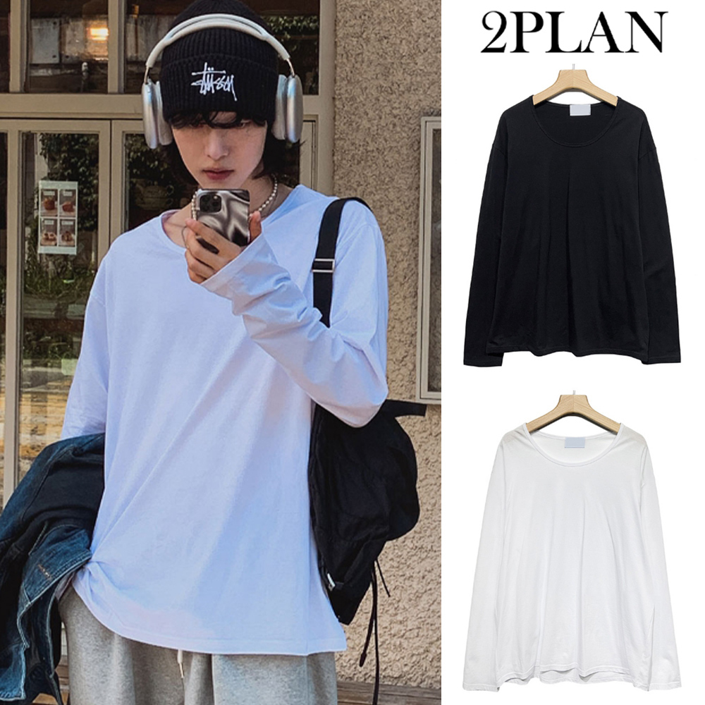 【2plan】With loose fit U-neck t-shirt