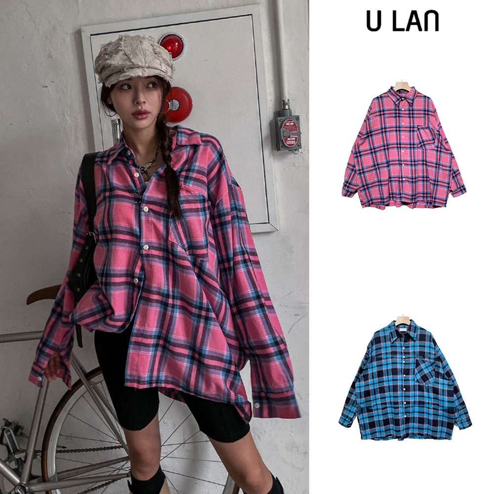 【U LAN】(UNISEX) Candy Check Box Shirt