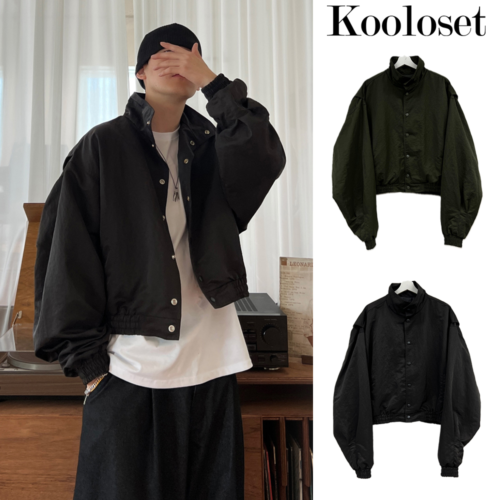 【KOOLOSET】High-neck Crop Nylon Jacket