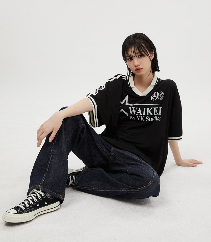 関税込☆Wai Kei☆Star logo collar jersey half sleeve tshirts
