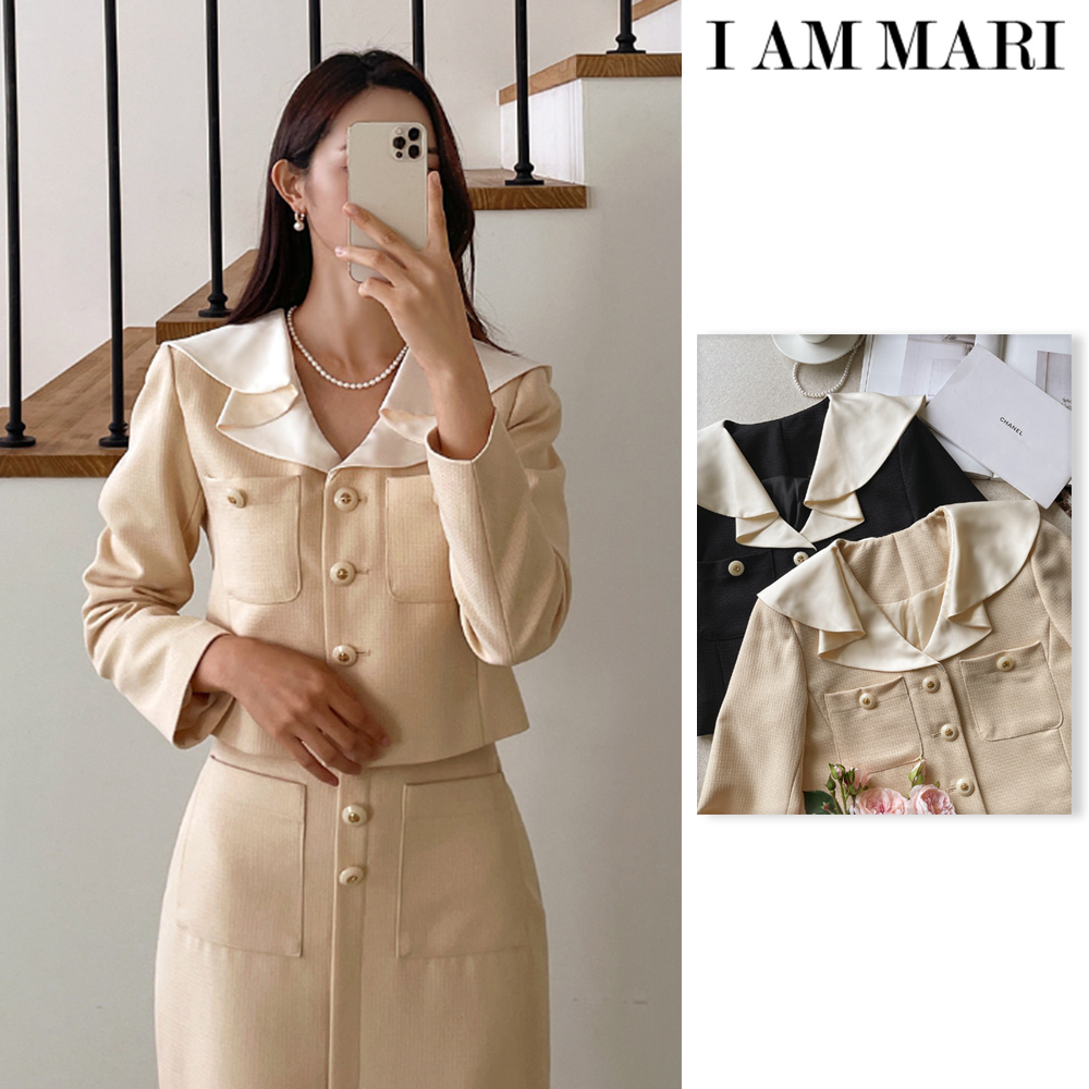 【I AM MARI】23FW★ Beru tweed color matching collar jacket