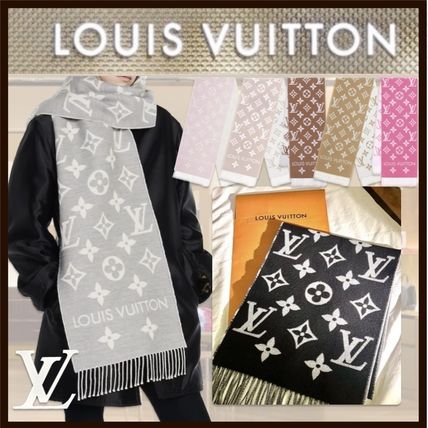 Louis Vuitton Knit & Fur Monogram Unisex Street Style Logo Knit & Fur Scarves