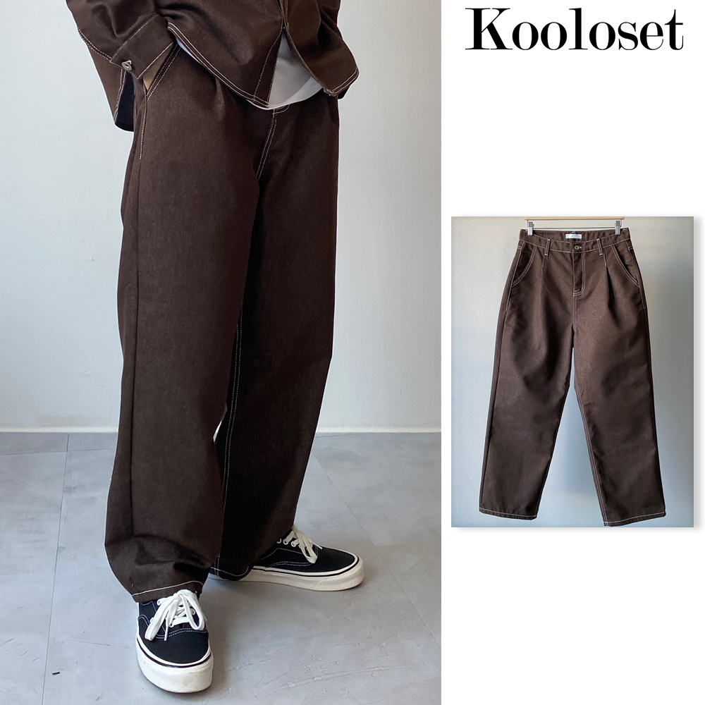 【KOOLOSET】Pleat Pure Brown Denim