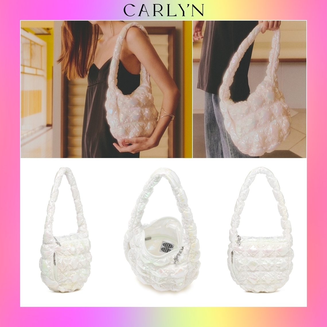 【CARLYN】 韓国人気 新作★ Soft Hologram M - Quilting Bag