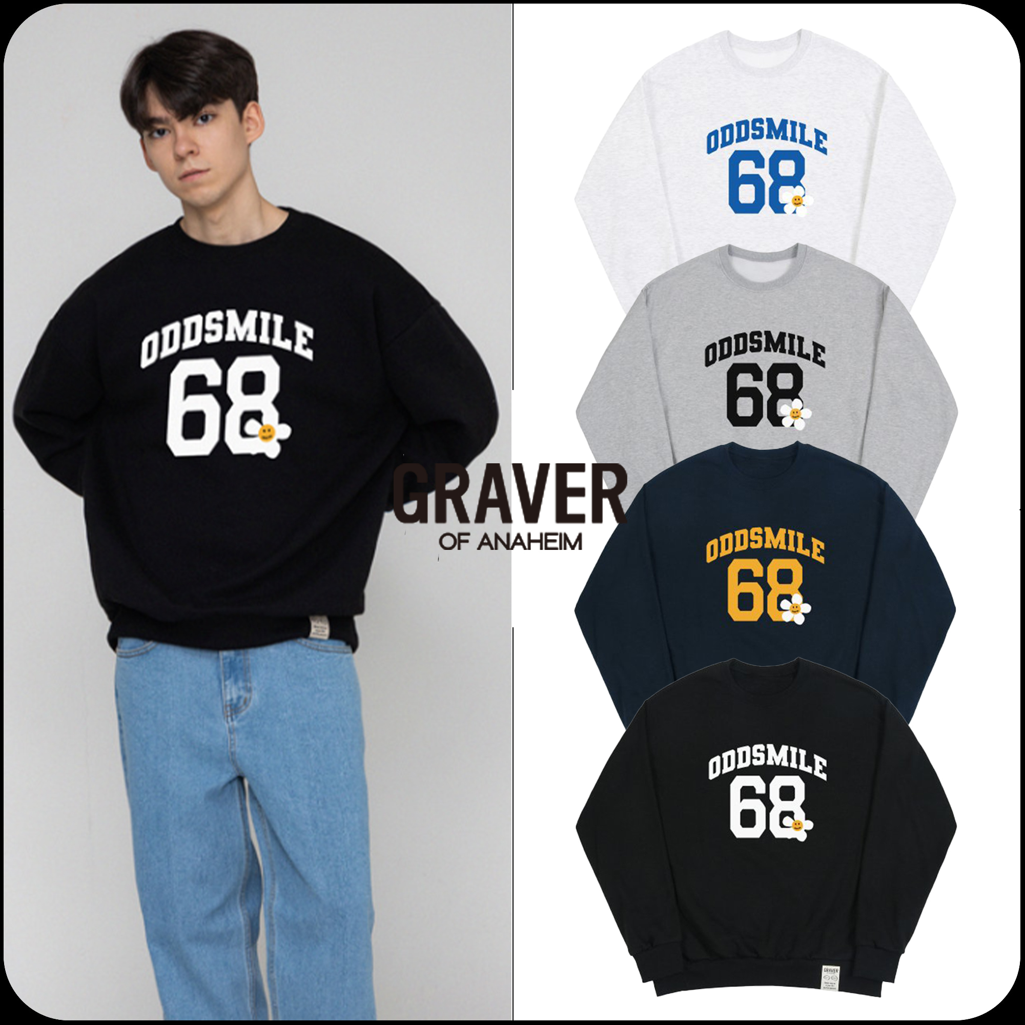 [GRAVER]★ODDSMILE 68 FLOWER SMILE SWEATSHIRT