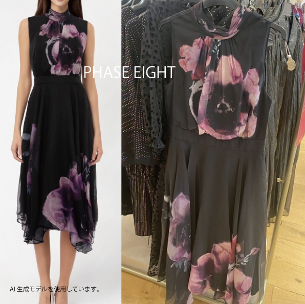 【PHASE EIGHT】Lucinda ルシンダの花柄ドレス PHASE EIGHT】Lucinda フローラル シフォン ミディ ドレス