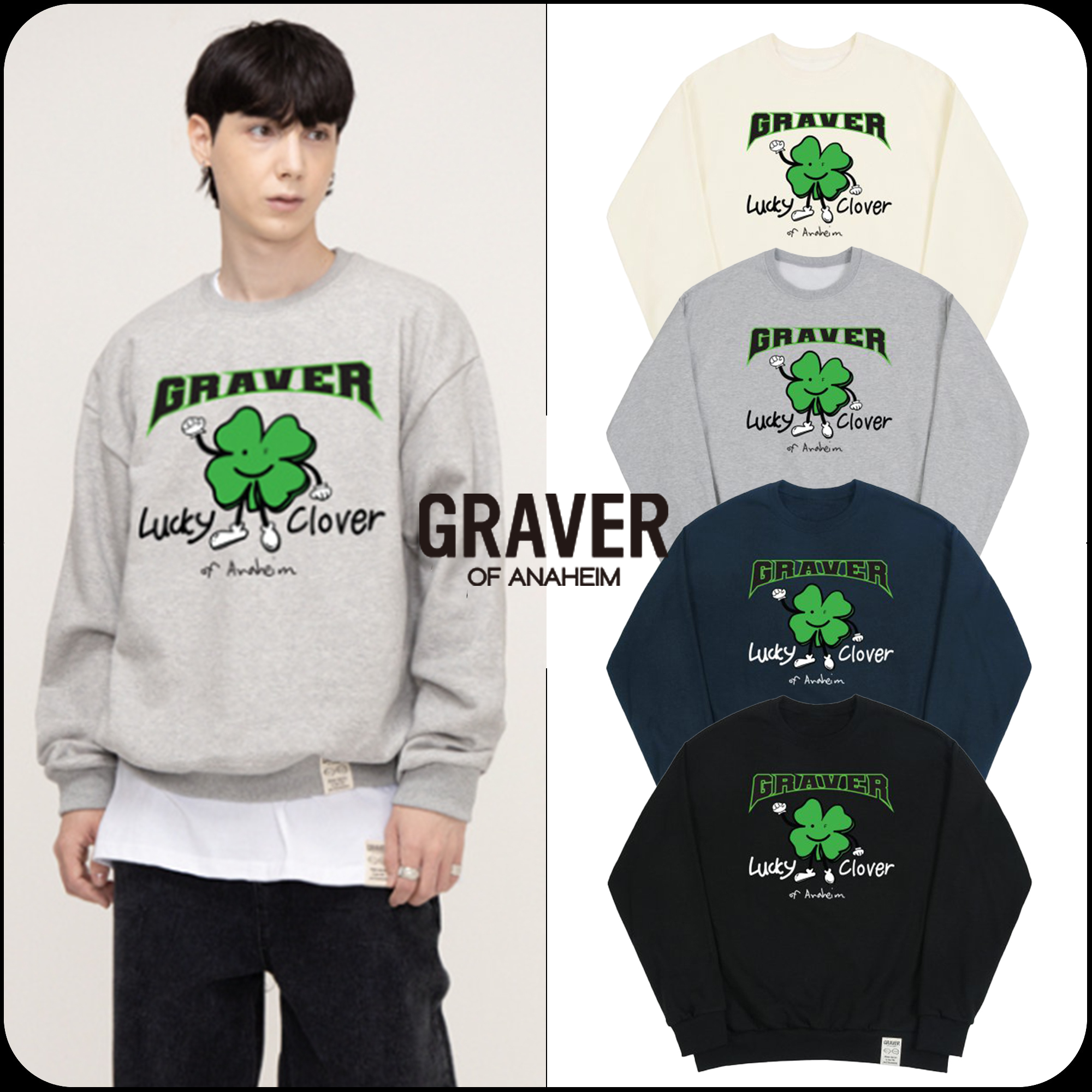 [GRAVER]★LUCKY CLOVER CENTER SWEATSHIRT