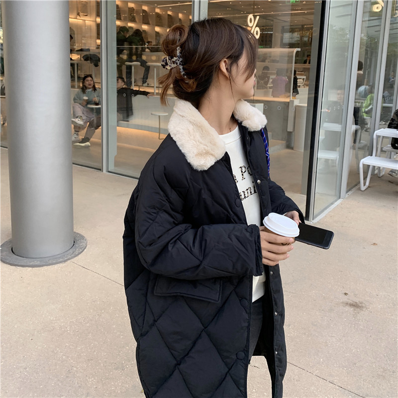 韓国発 コート ダウン風 ロング丈 ペディン ボアカラー (コート