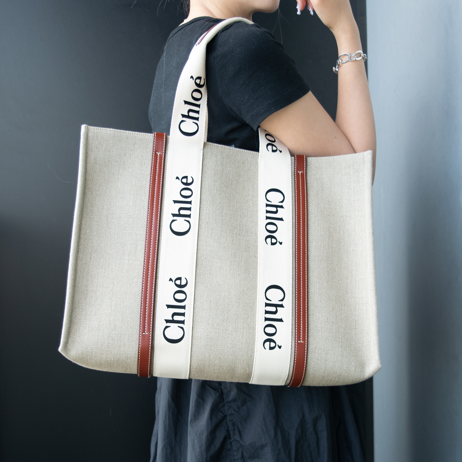 Chloe クロエ WOODY LARGE トートバッグ A4可【送料0/国内即発