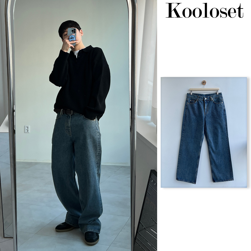 【KOOLOSET】Dark Blue Wide Denim