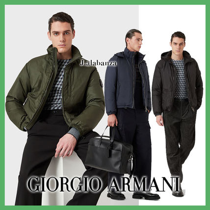 GIORGIO ARMANI Down Jackets Short Street Style Plain Logo Down Jackets