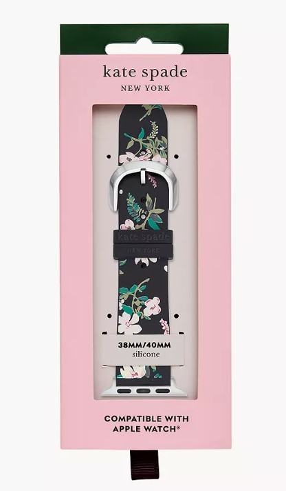 ☆Kate Spade Apple Watch・シリコン花柄ベルト・BK X MLT☆