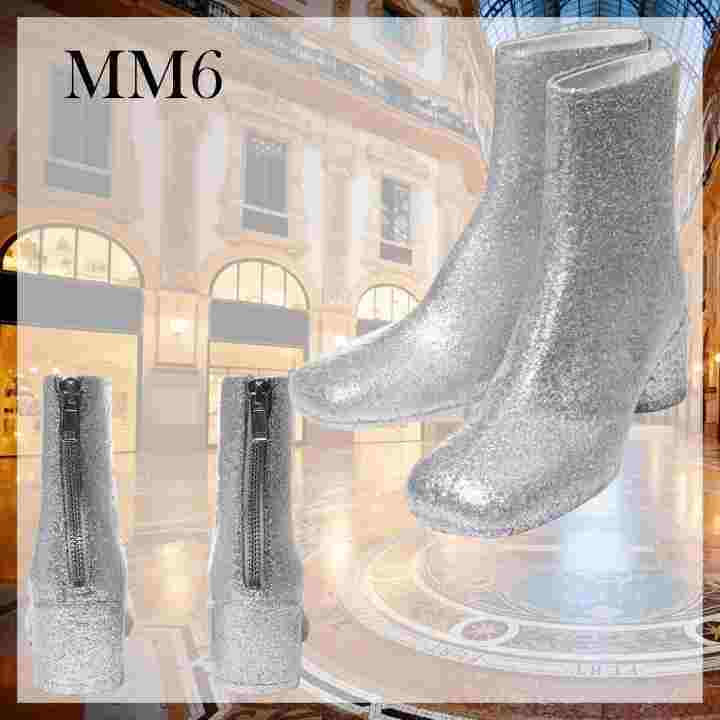 大人気【MM6 】グリッターアンクルブーツ  6㎝ヒール