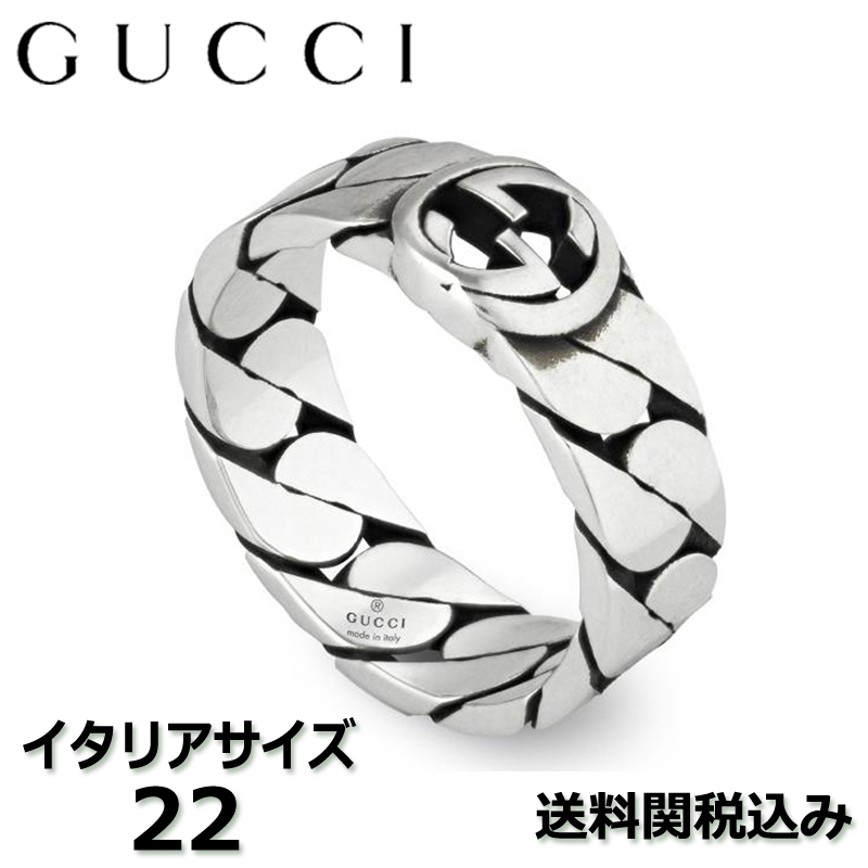 関税送料込 グッチ GUCCI インターロッキングG ワイドリング #22