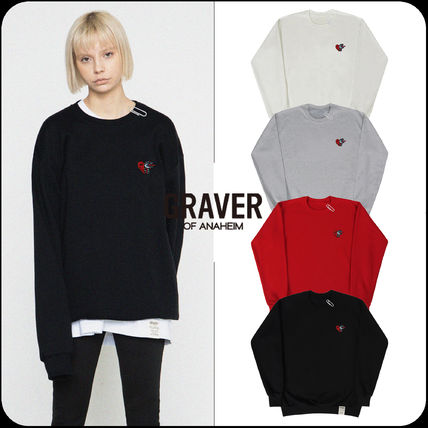 GRAVER Hoodies & Sweatshirts [GRAVER]★EMBROIDERY HEART SNAKE SWEATSHIRT