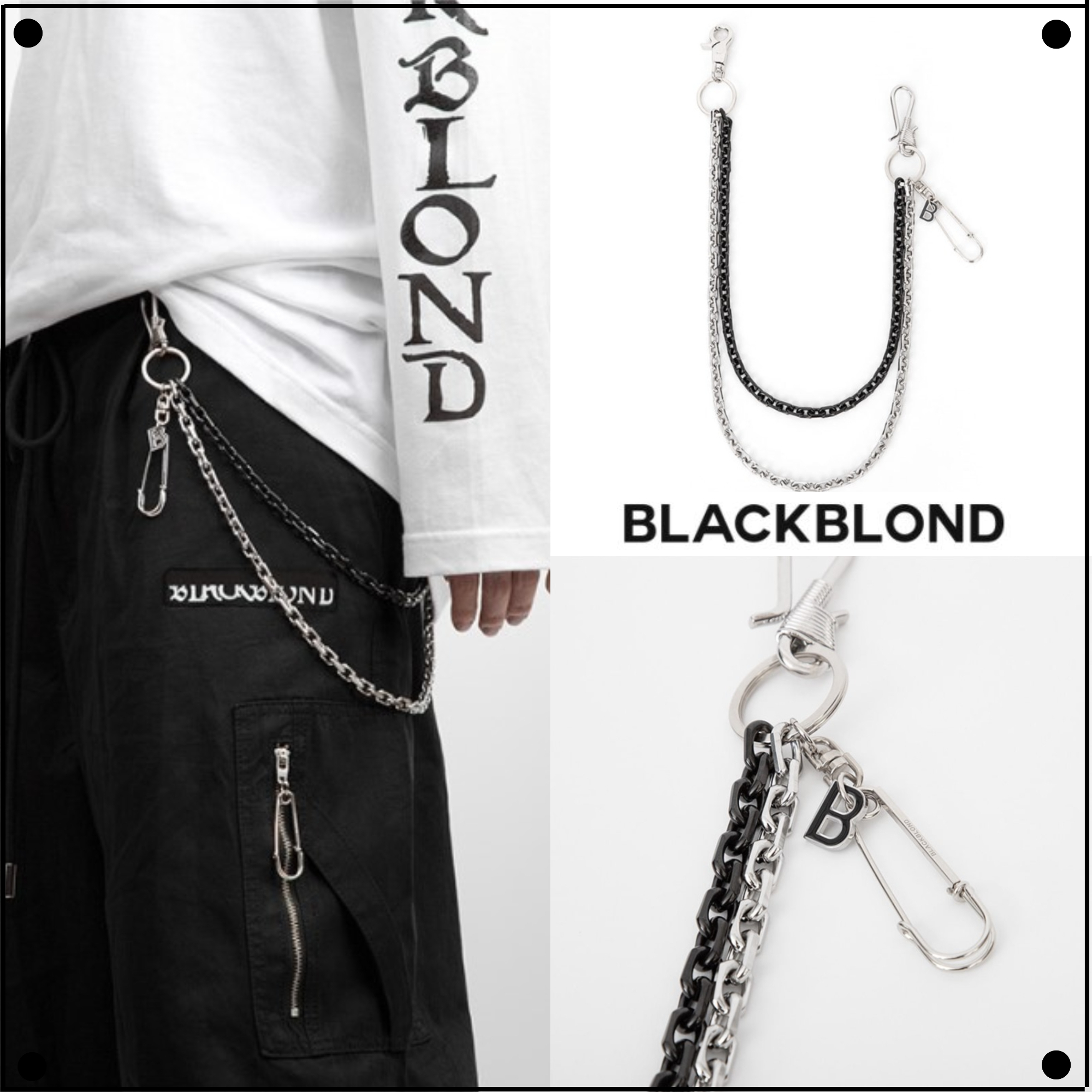 BLACKBLONDのBBD B Logo 2-Line Pants Chain