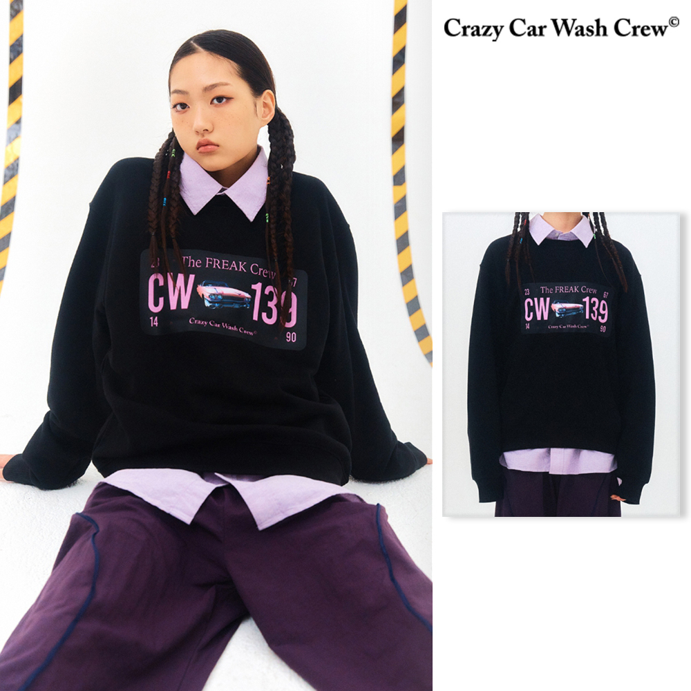 【Crazy Car Wash Crew】23FW★ PINK NUMBER PLATE SWEATSHIRTS