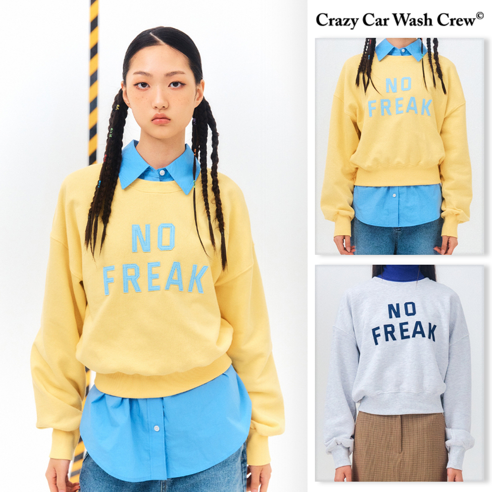 【Crazy Car Wash Crew】23FW★ NO FREAK CROP SWEATSHIRTS