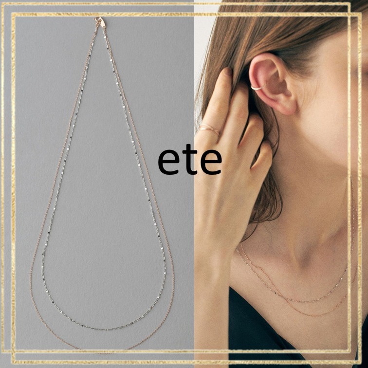 ete ネックレス ミストピンク K10 レイヤード バイカラー 国内発