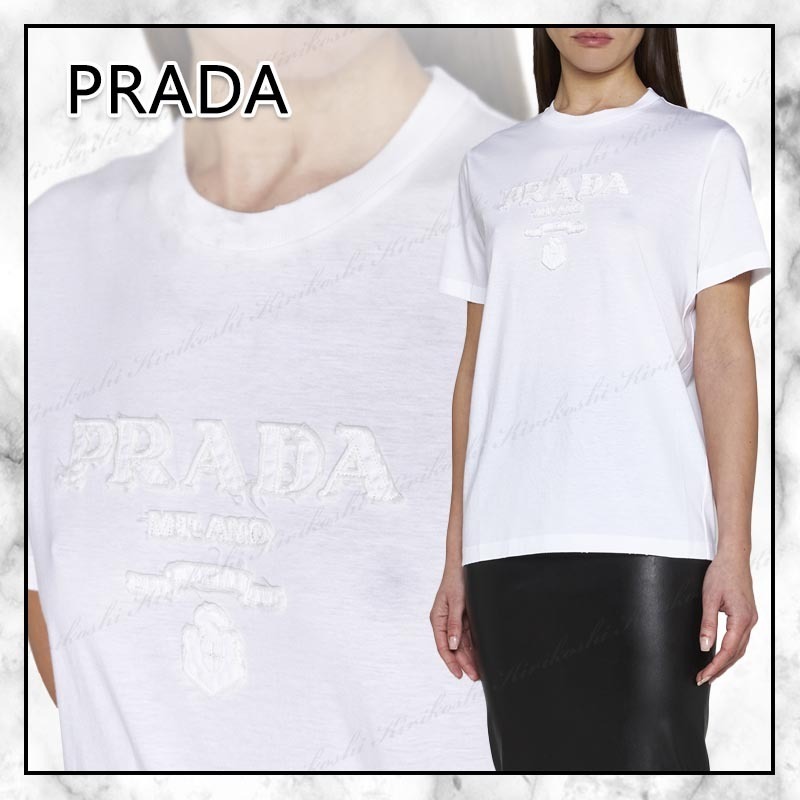 ◆PRADA 23AW 最新作◆ジャージー ロゴ Tシャツ / White◆