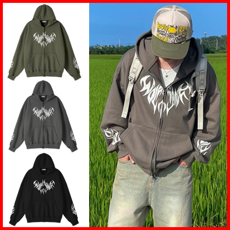 HUECLOSET (ヒュー)★Flame Hood Zip-Up Jacket (3 colors)