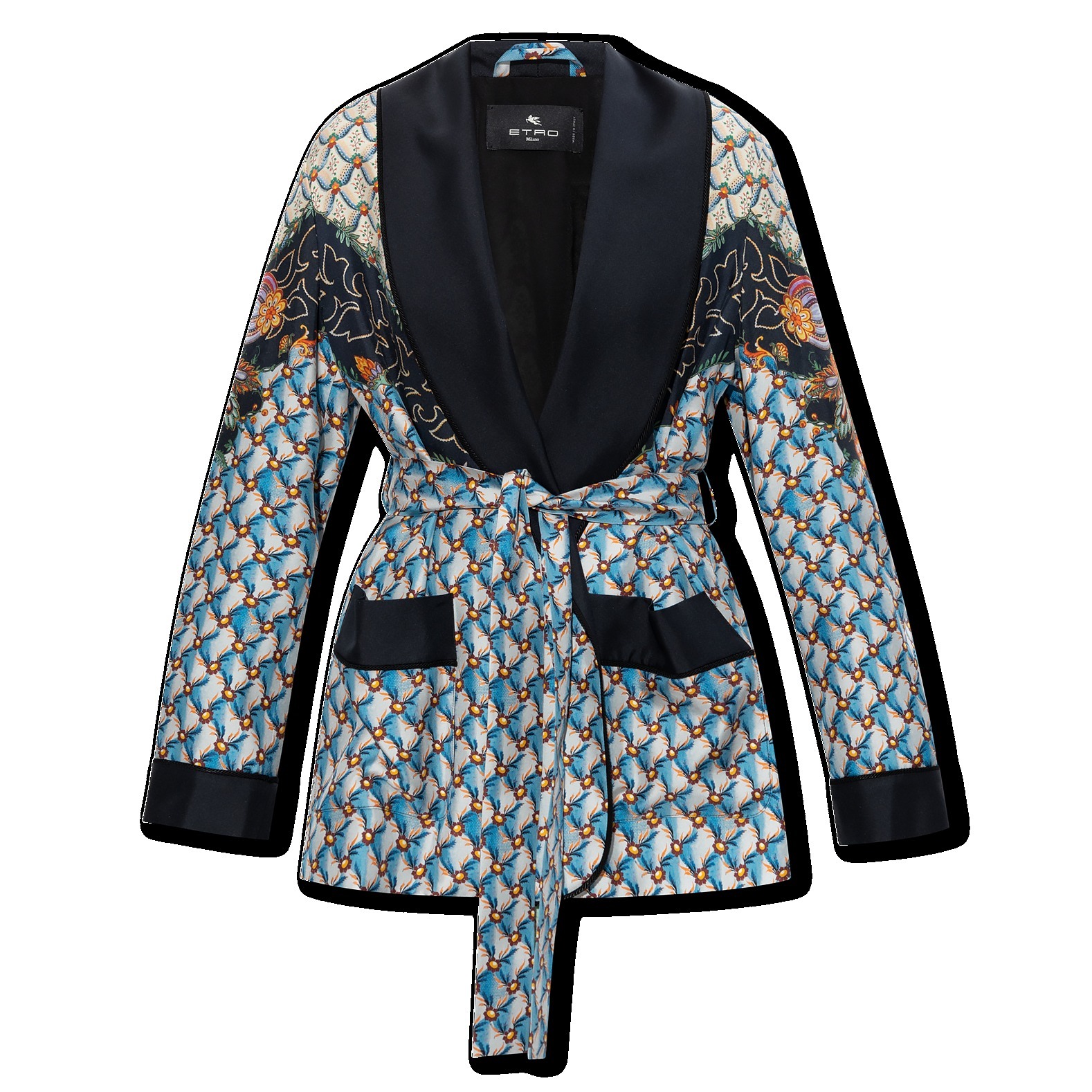 ETRO フラワー ツイル ガウンスタイル ジャケット マルチカラー