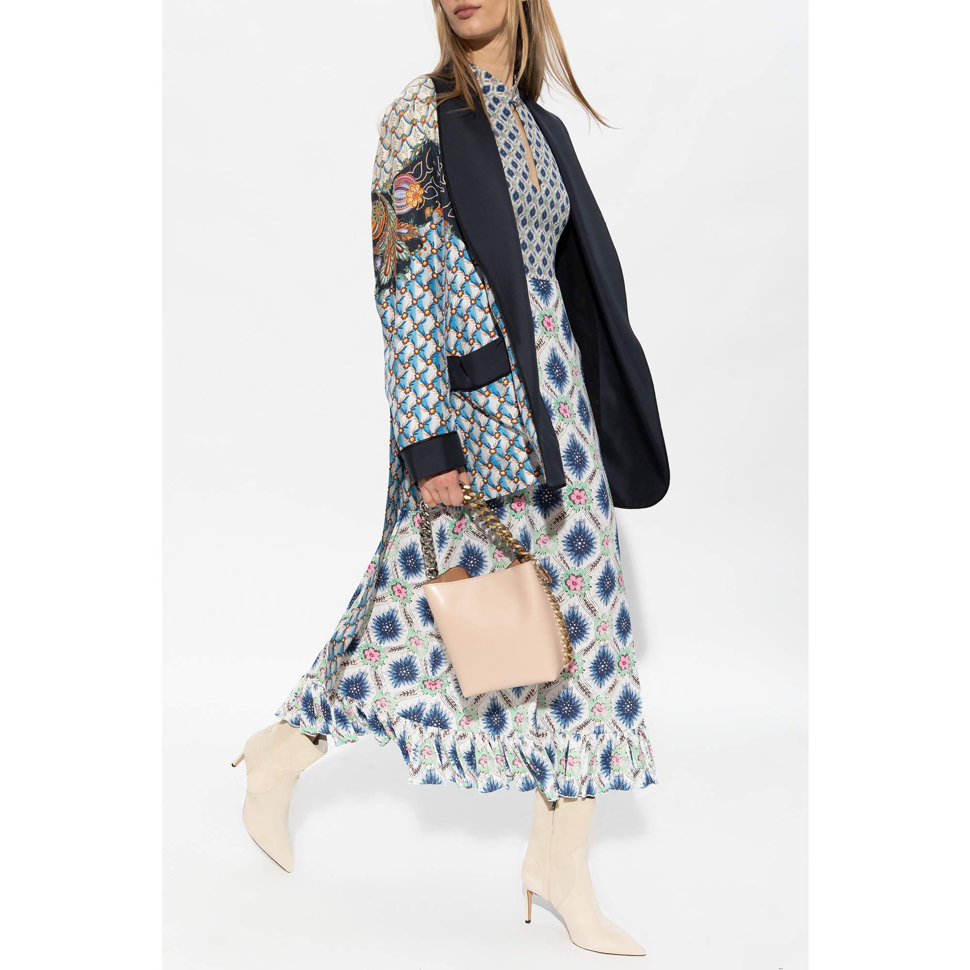 ETRO フラワー ツイル ガウンスタイル ジャケット マルチカラー