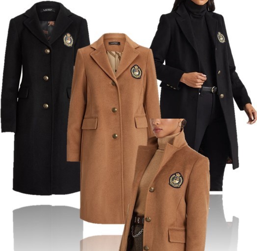 Lauren Ralph Lauren クレスト パッチ ウール ブレンド コート