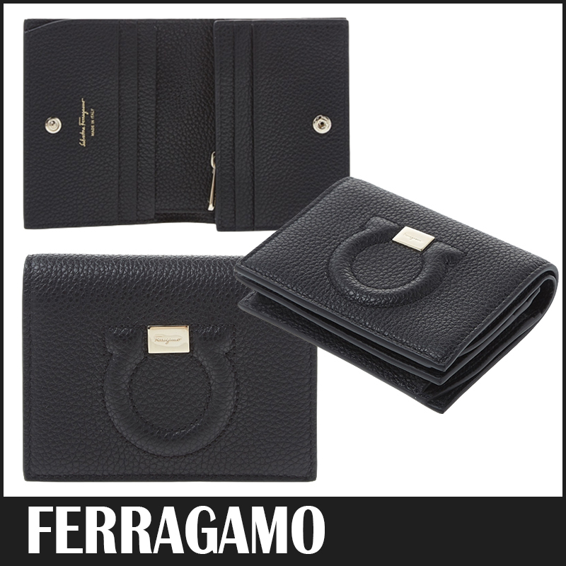 ☆送料関税込☆FERRAGAMO 2つ折り財布 ブラック レディース☆