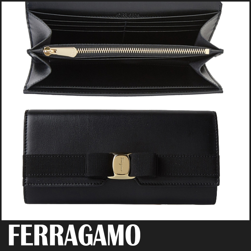 ☆送料関税込☆FERRAGAMO 二つ折り ヴァラ・リボン 長財布 ☆