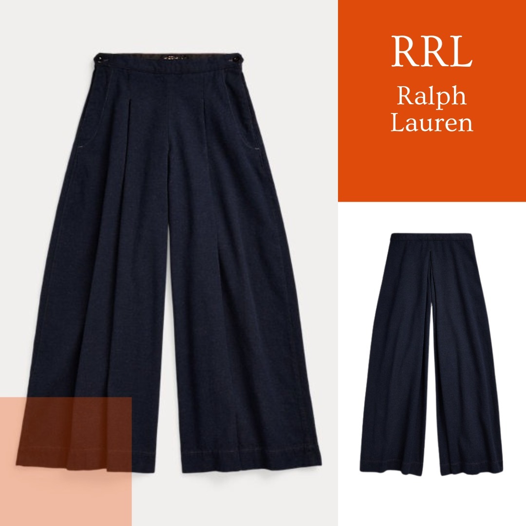 NEW【RRL by RalphLauren】綿毛混紡ツイル ロングガウチョパンツ
