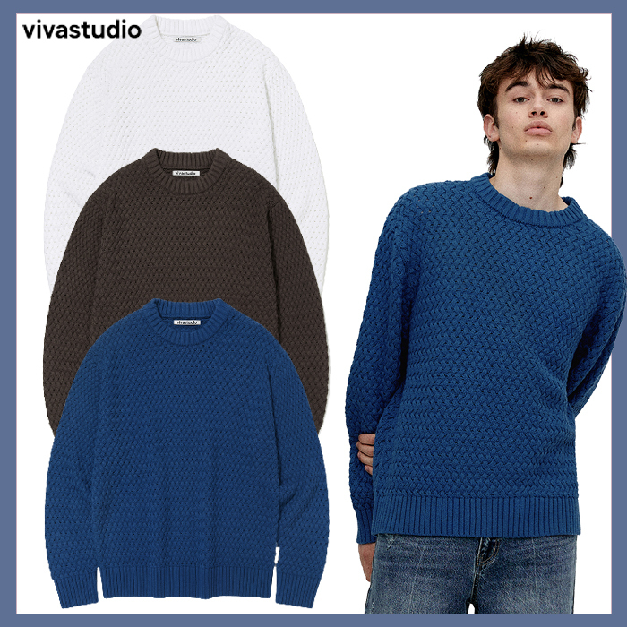 [VIVASTUDIO]BASKET CABLE ROUND KNIT★関税/送料込★韓国の人気