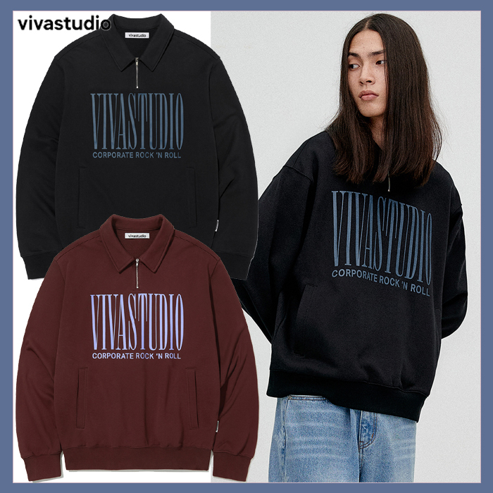 [VIVASTUDIO] HALF ZIP UP COLLAR TEE★関税/送料込★韓国の人気