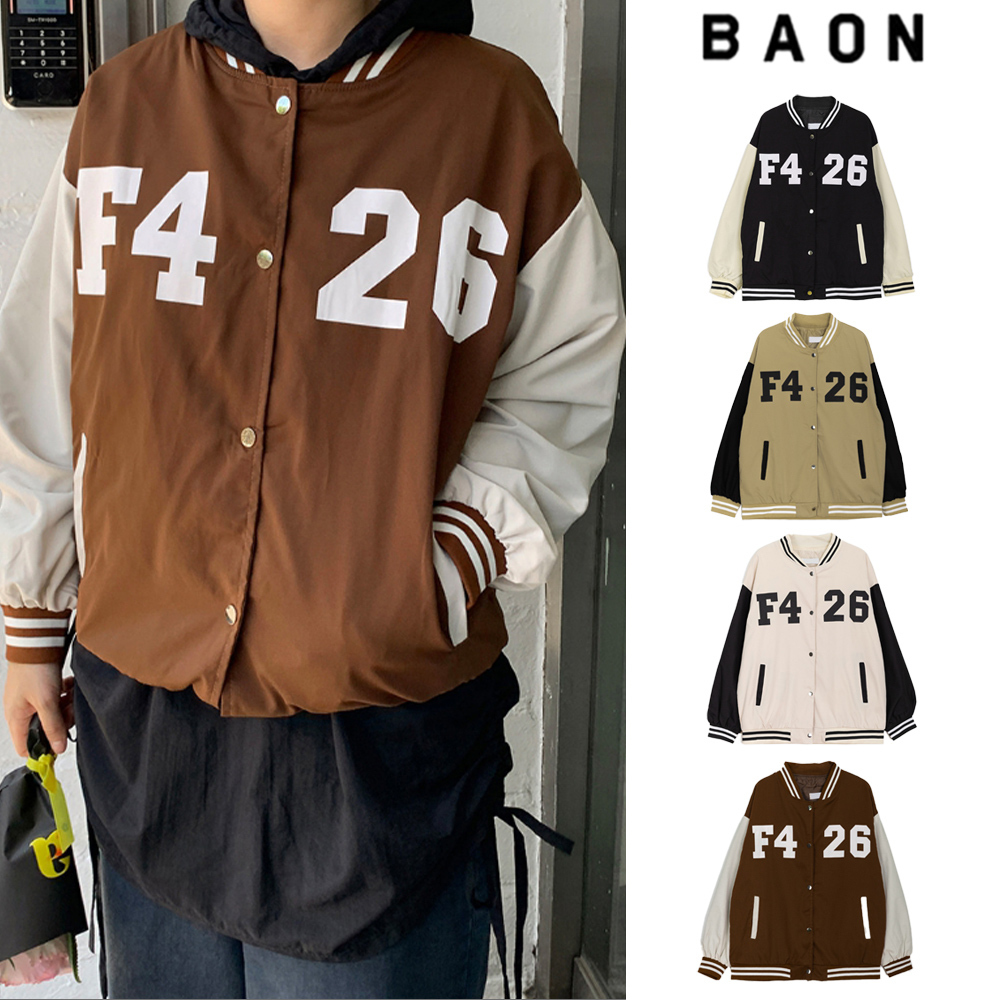 【BAON】[unisex] Vinnos color matching stadium varsity jk