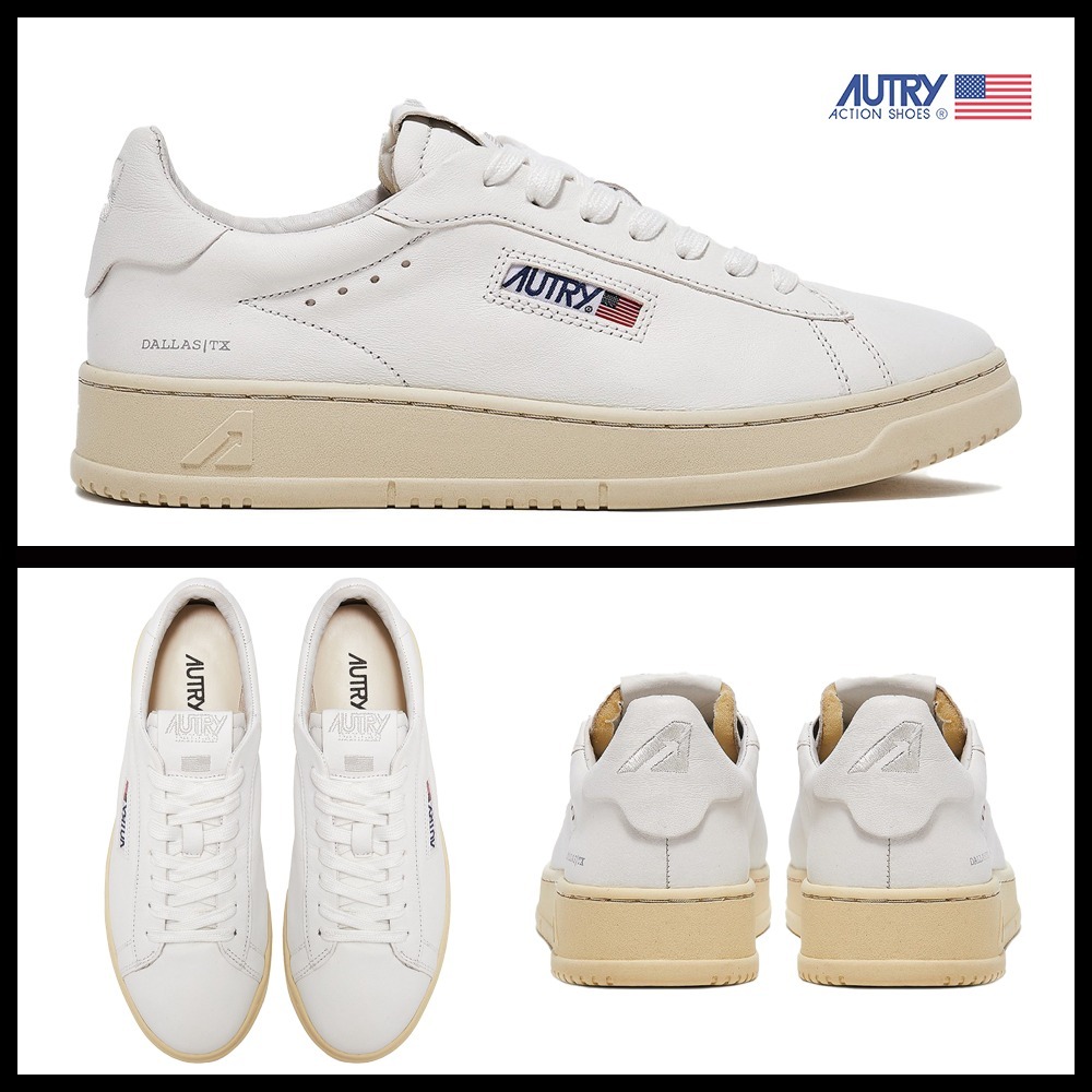 ★AUTRY★DALLAS LOW SNEAKERS IN GOATSKIN COLOR WHITE★