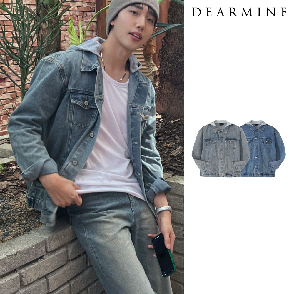 【DEARMINE】Hood washed denim jacket
