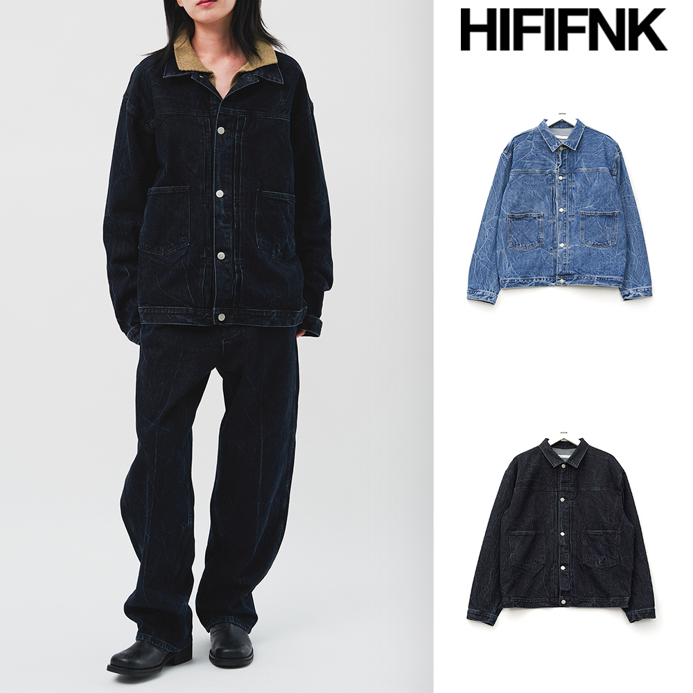 【HI FI FNK】Arty Cracked Denim Jacket