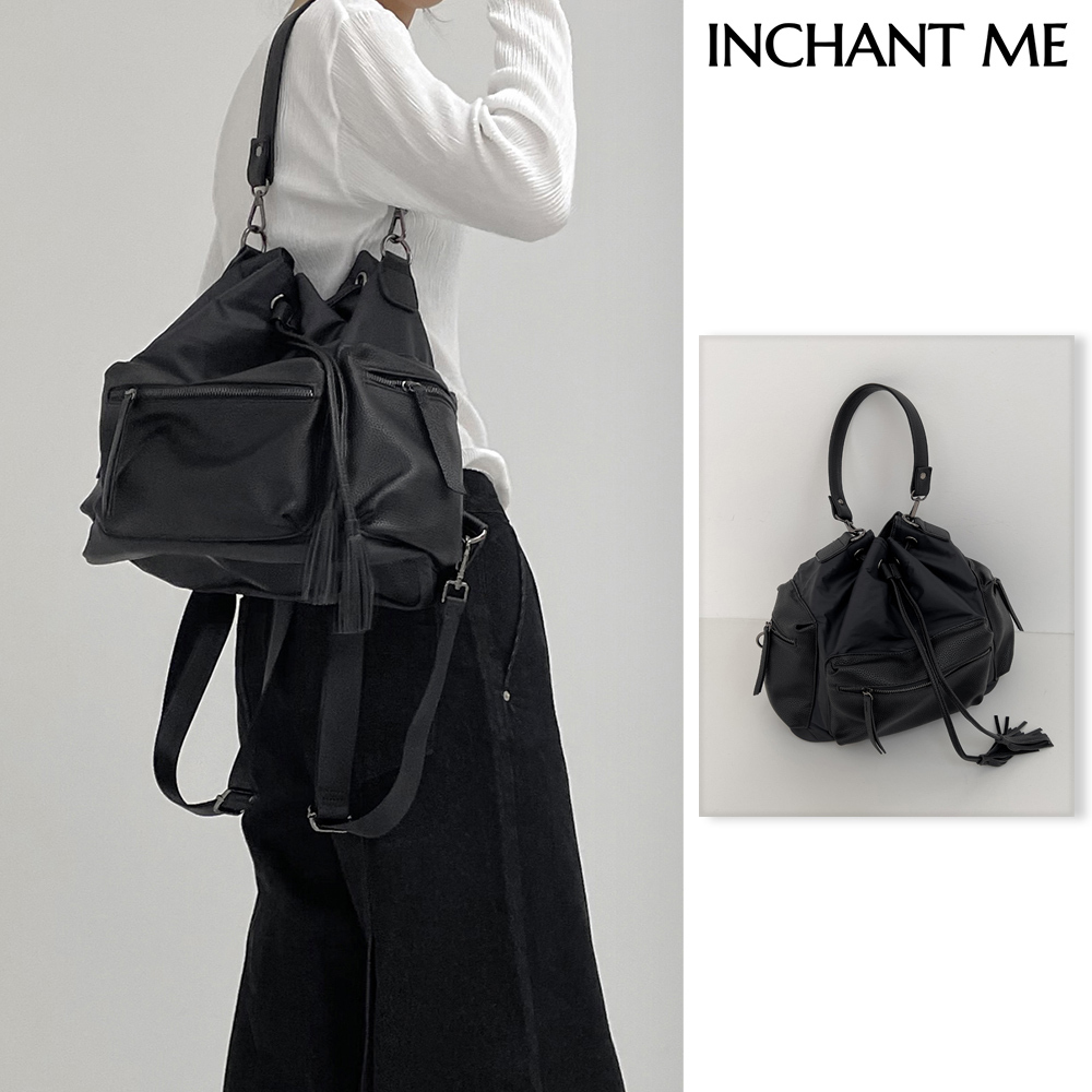 【INCHANT ME】Multi twill leather bucket bag