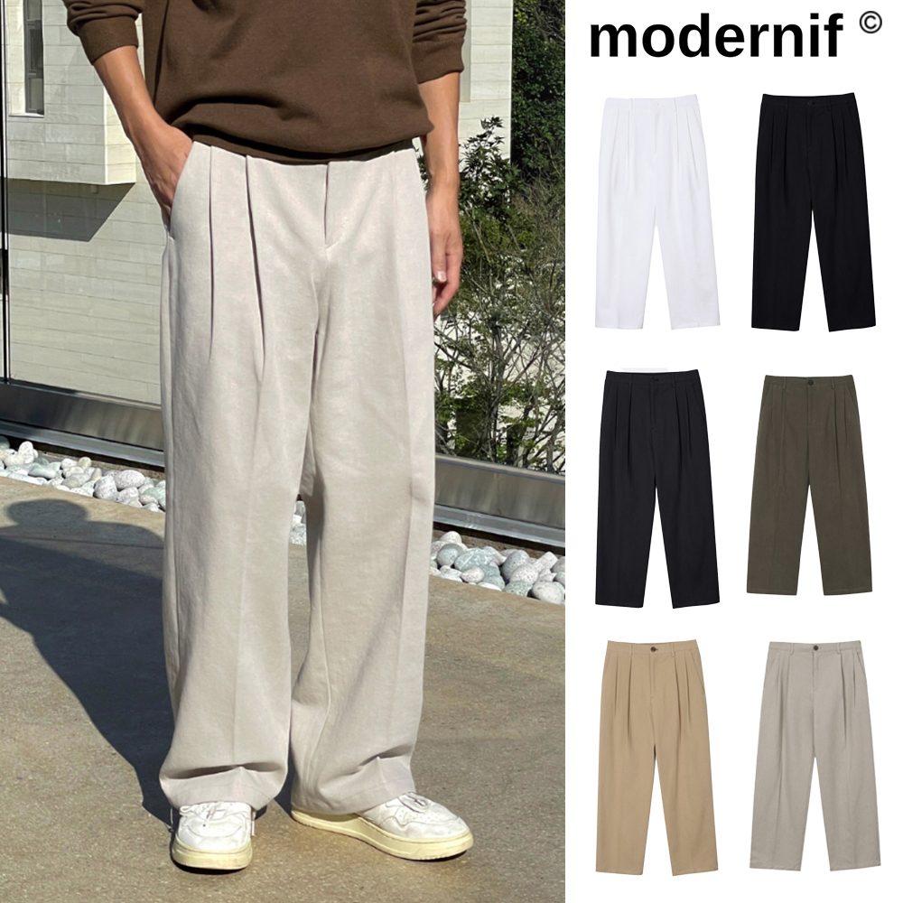 【MODERNIF】Koos tapered wide banding pants
