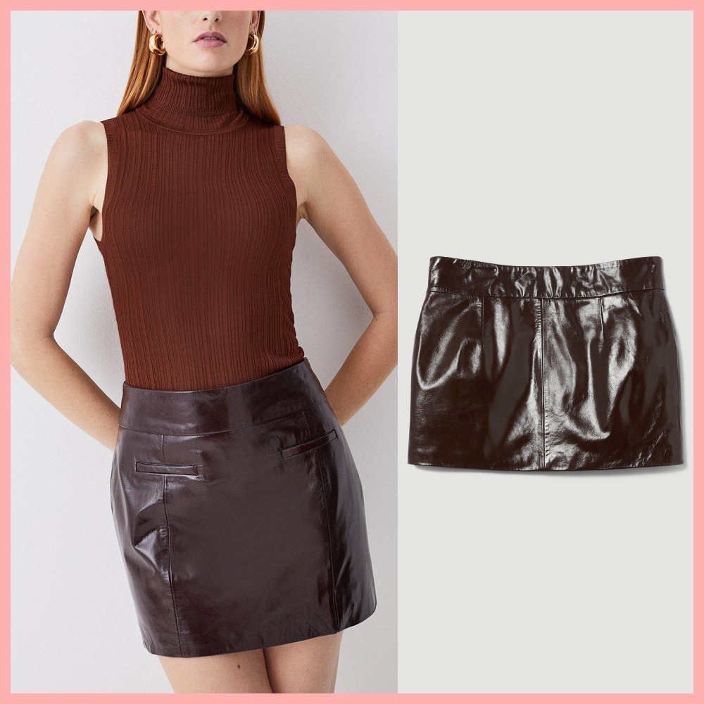 日本未入荷☆Karen Millen レザースリットタイトミニスカート