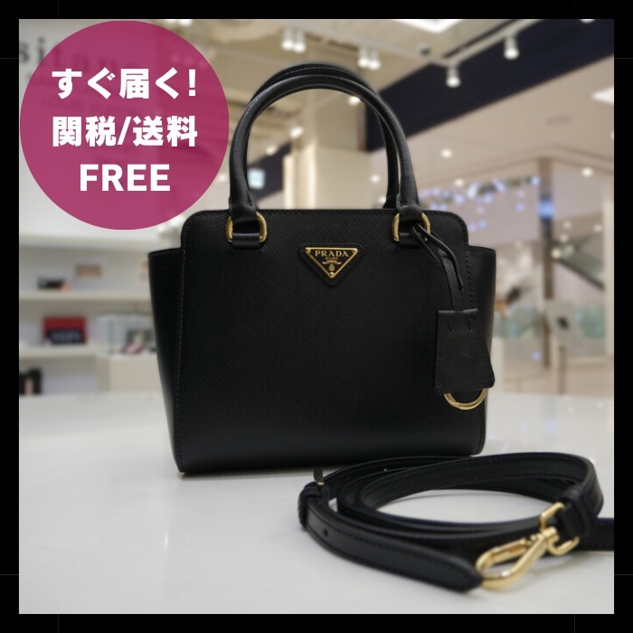 PRADA プラダ ロゴ サフィアーノ ミニ ハンド/ショルダーバッグ