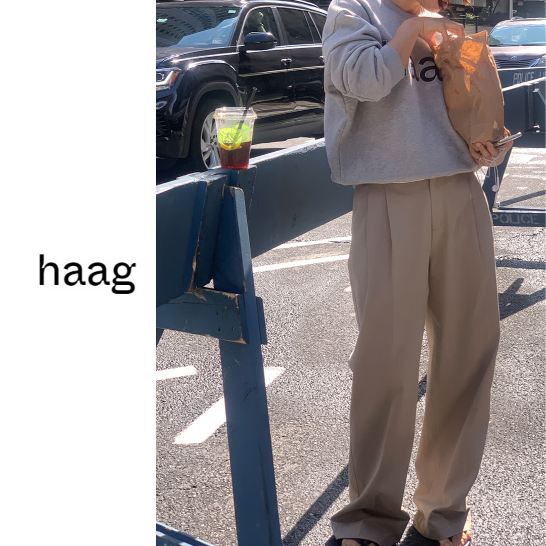 《韓国 haag》classic pants (beige) ヘイグ 人気スラックス