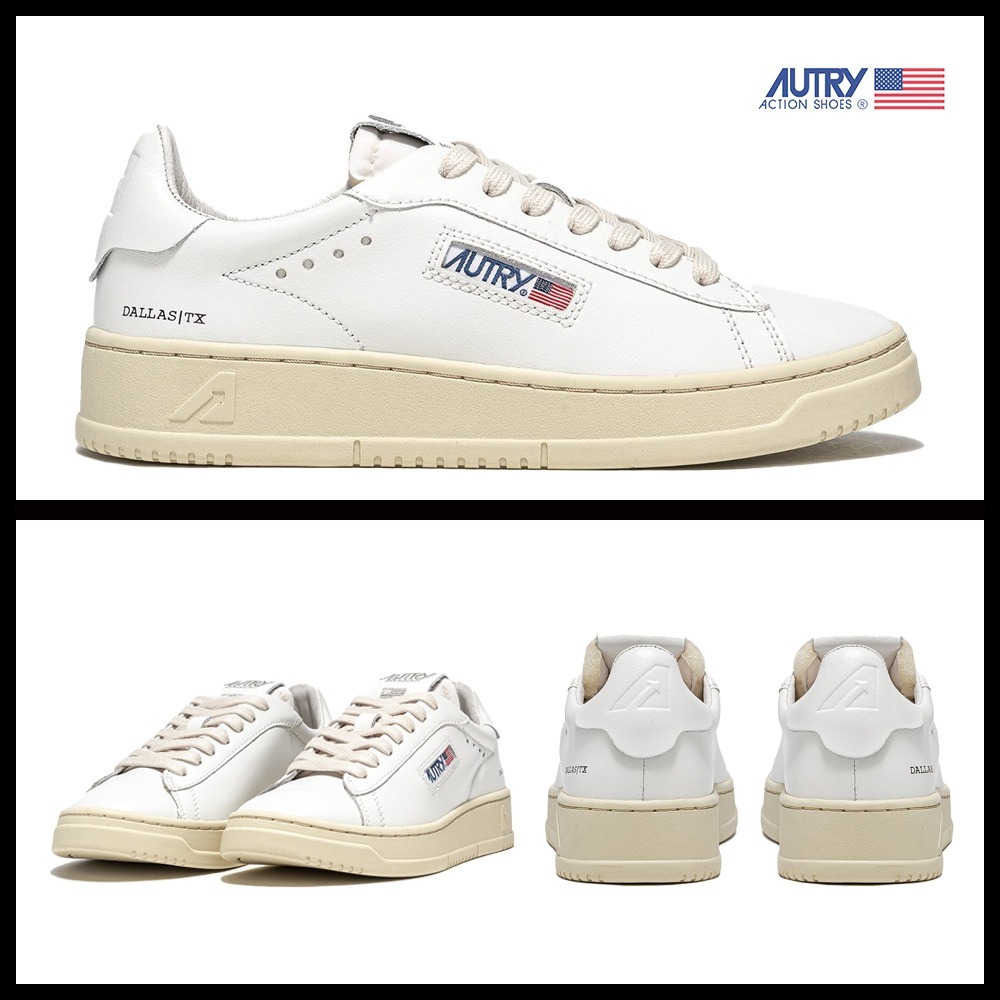 ★AUTRY★DALLAS LOW SNEAKERS IN LEATHER COLOR WHITE★