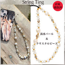 【String Ting】パールとクリスタルのフォンストラップ★国内発