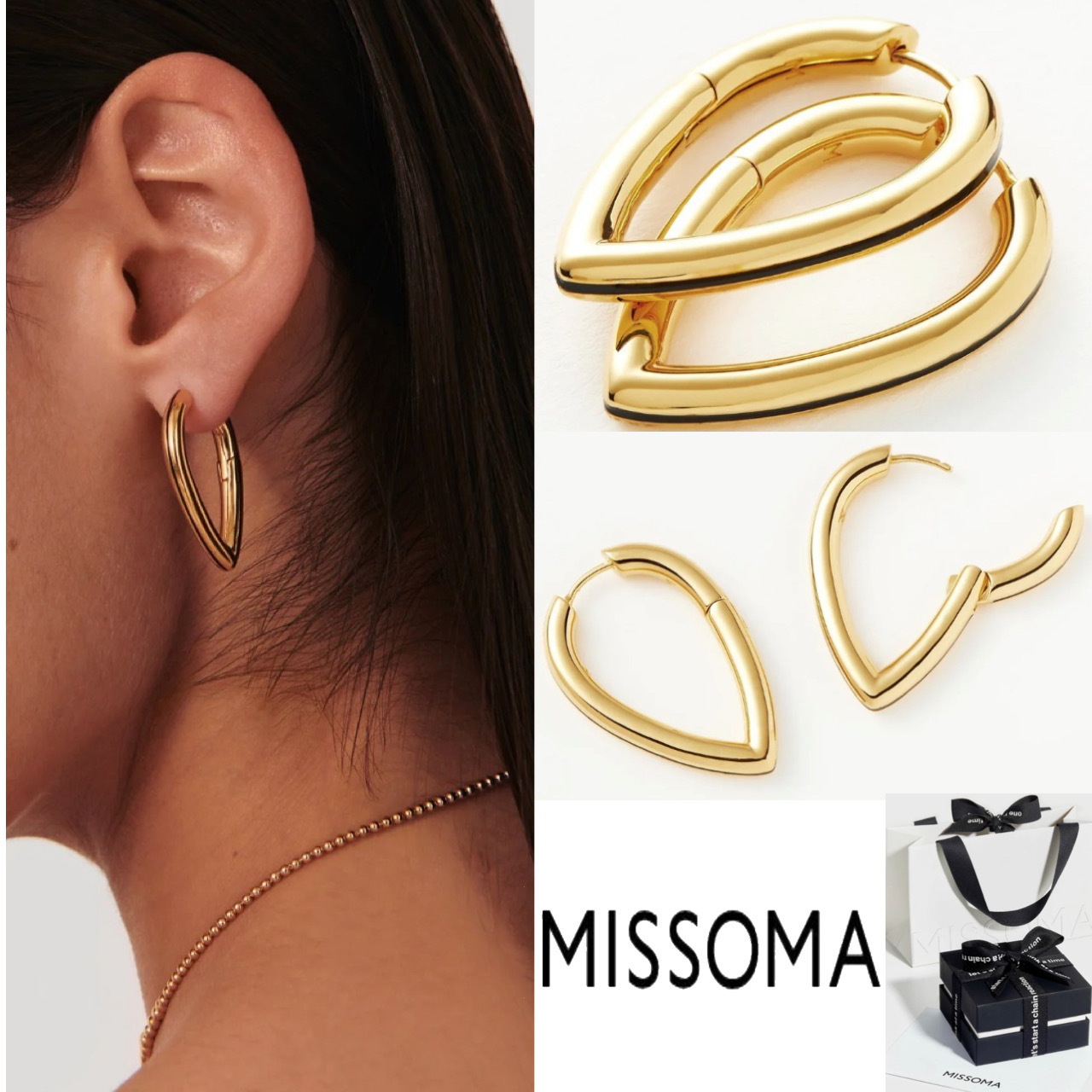 大人気【MISSOMA】エナメルバイラインペアーフープピアス 関税込