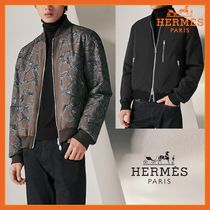 HERMES Short Unisex Nylon Blended Fabrics Street Style Logo Jackets